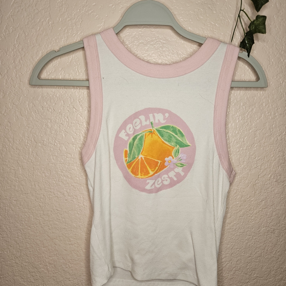 Old Navy Pink and White Ribbed Tank Top